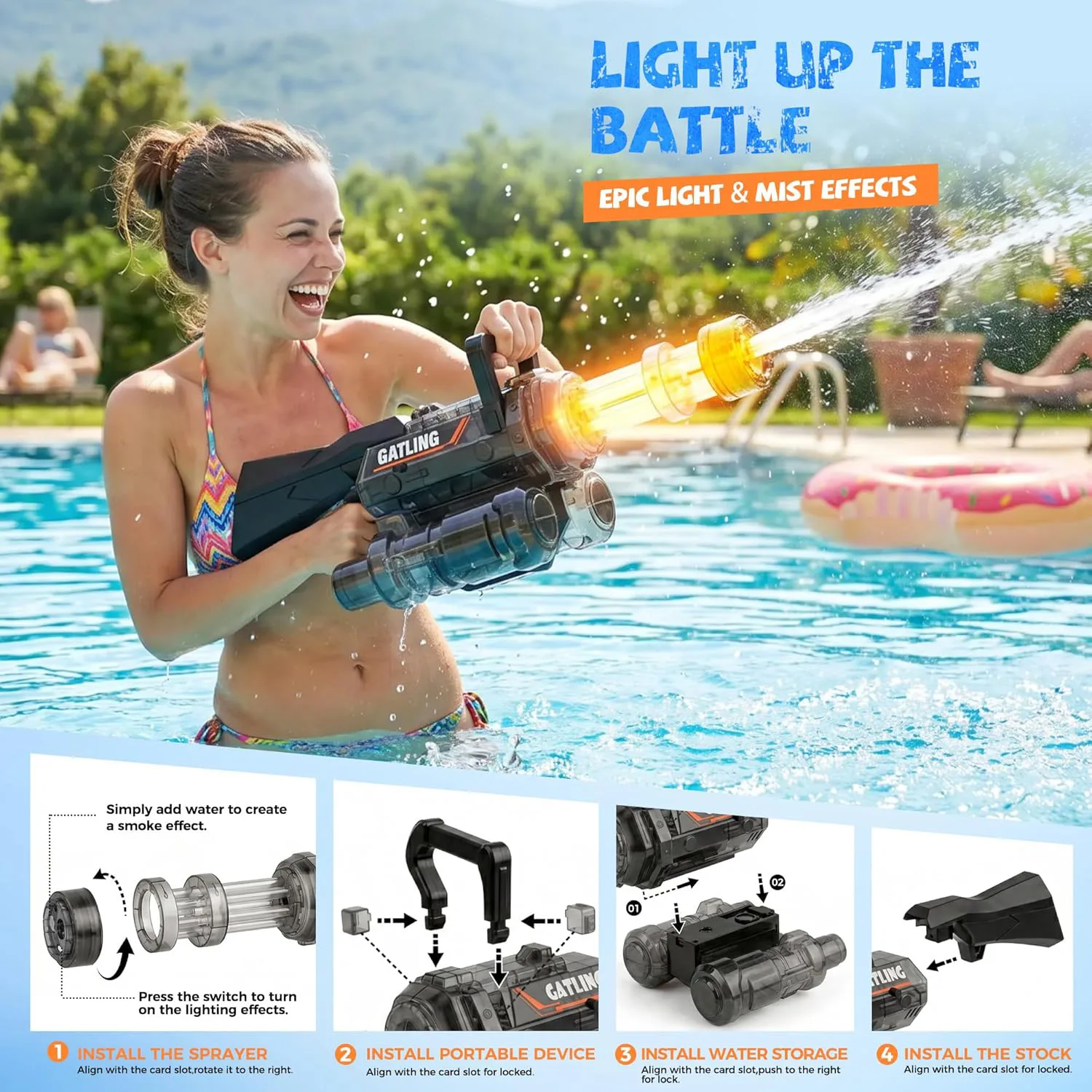 Single-Tube Gatling Electric Continuous Fire Water Gun 5