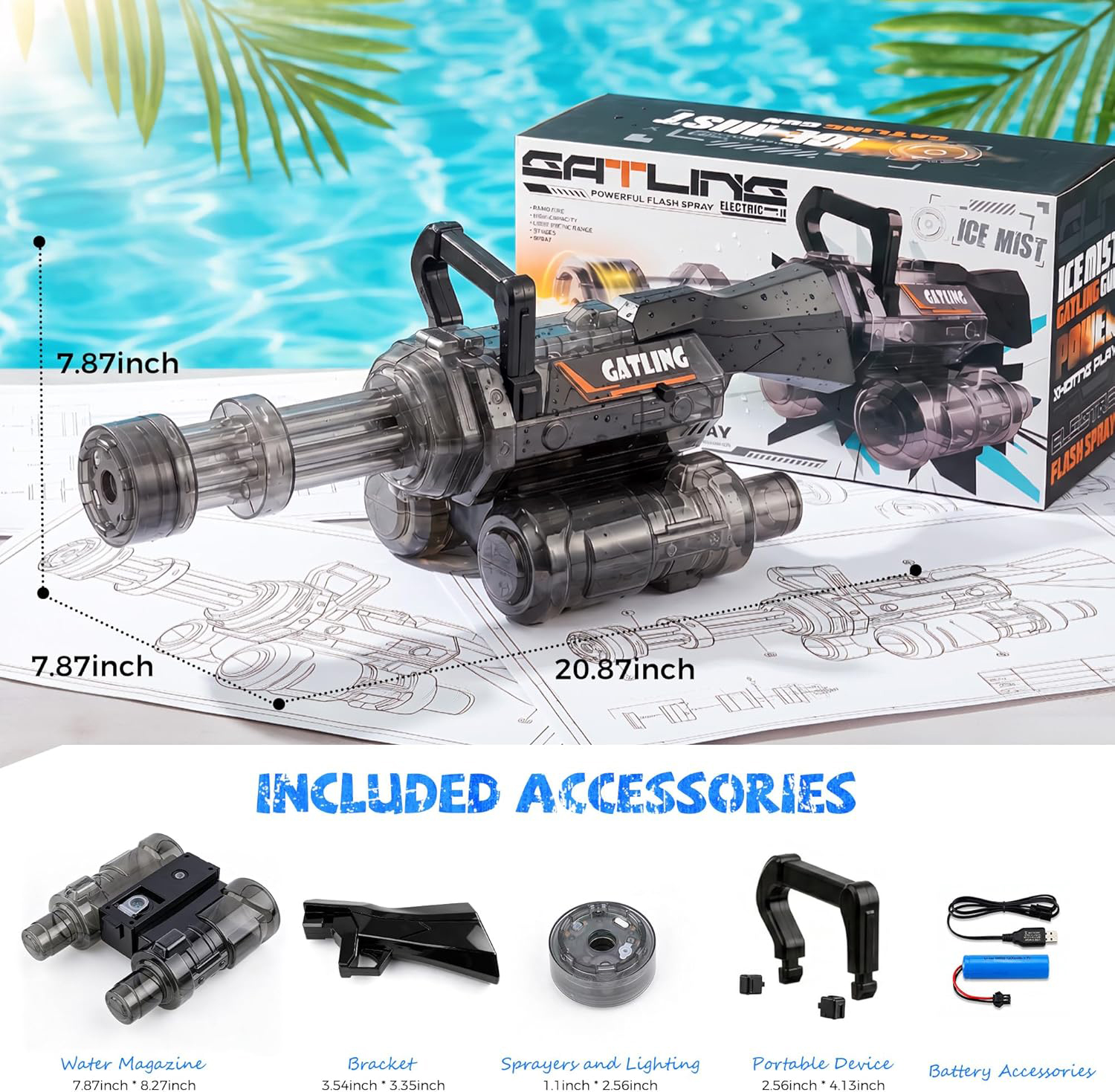 Single-Tube Gatling Electric Continuous Fire Water Gun 4