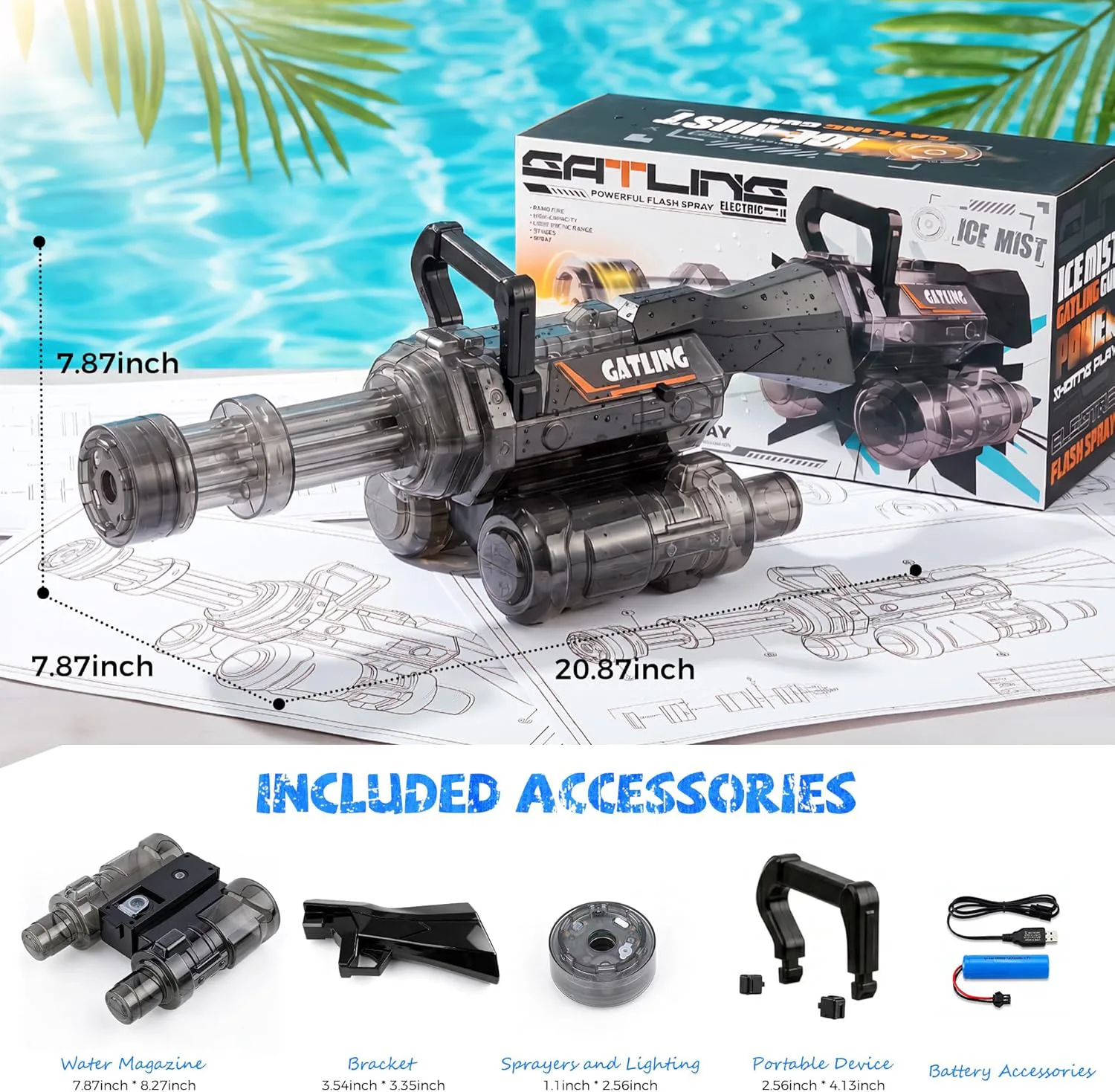 Single-Tube Gatling Electric Continuous Fire Water Gun 4