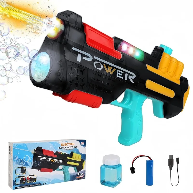 Electric 2-in-1 Bubble Water Gun with LED Light